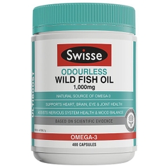 Dầu cá Swisse Ultiboost Odourless Wild Fish Oil 1000mg 400 viên