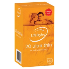 Bao cao su LifeStyles Ultra Thin for Extra Sensitivity hộp 20 cái