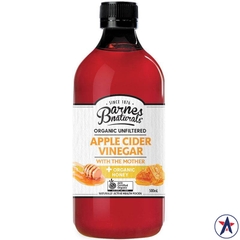 Giấm táo hữu cơ & mật ong Barnes Naturals Organic Apple Cider Vinegar with the Mother and Honey 500ml