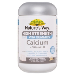 Kẹo dẻo bổ sung Canxi liều cao cho người lớn Nature's Way High Strength Calcium + Vitamin D 60 viên