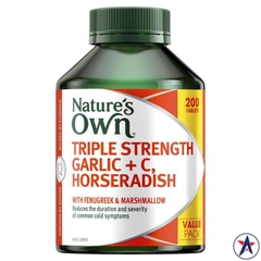 Viên uống hỗ trợ miễn dịch Nature's Own Triple Strength Garlic + Vitamin C + Horseradish 200 viên