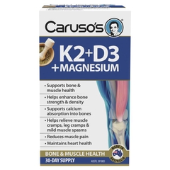 Viên uống hỗ trợ xương & cơ bắp Caruso’s Vitamin K2 + D3 + Magnesium 60 viên