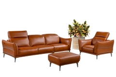 Bộ Ghế Sofa Góc chất liệu da bò Ý nhập khẩu Divano S-689 màu Camel