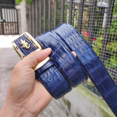 Thắt lưng cá sấu Xanh navy rất đẹp. Bản liền tấm da bụng 4cm!