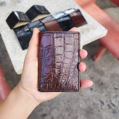 Ví cá sấu MINI dáng đứng. 2 mặt da bụng mềm và bền. Size 10.5*8.5 cm
