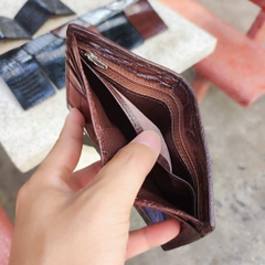 Ví cá sấu MINI dáng đứng. 2 mặt da bụng mềm và bền. Size 10.5*8.5 cm