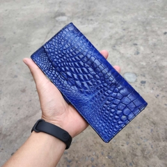 Ví cầm tay nữ gập 2 da cá sấu Xanh navy đẹp chất!