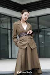 Button Blazer - Brown