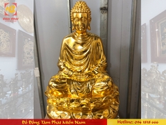Tượng Phật bằng đồng ngồi tòa sen dát vàng 9999