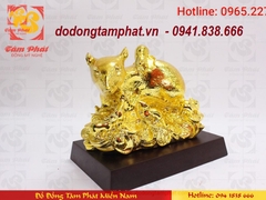 Tượng gà tài lộc bằng đồng mạ vàng cao 12cm