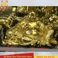 Tượng Phật Di Lặc bằng đồng mạ vàng 24K tuyệt đẹp