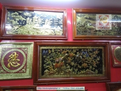 Tranh Hoa Khai Phú Quý bằng đồng vàng sơn màu 120x90cm