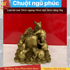 Tượng Chuột Phong Thủy Chiêu Tài Lộc Bằng Đồng Vàng