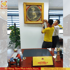 Tranh trống đồng Bản đồ Việt Nam khung gỗ mạ vàng - Cửa hàng đồ đồng giá sản xuất