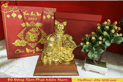 Tượng mèo phong thủy Tài Lộc mạ vàng 24K đẹp sắc nét