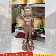 Phật Đản Sinh bằng đồng tinh xảo cao 61cm đúc theo kích thước khách đặt