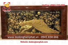 Tranh Hoa Khai Phú Quý bằng đồng vàng sơn màu 120x90cm