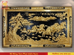 Tranh Mã Đáo Thành Công dát vàng 9999 khung gỗ Hương