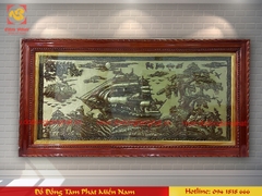 Tranh Thuận Buồm Xuôi Gió bằng đồng vàng giả cổ