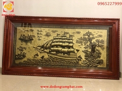 Tranh Thuận Buồm Xuôi Gió bằng đồng xước giả cổ 2m3x1m2