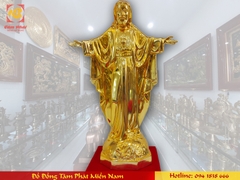 Tượng Đức Chúa Giêsu dang tay bằng đồng dát vàng 9999