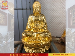 Tượng Phật A Di Đà ngồi thiền bằng đồng mạ vàng cao 60cm
