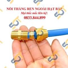 Nối Ren Ngoài 1/8 (9.6), 1 Đầu Ren 1 Đầu Côn Lõm Hạt Bắp NPT Nối Ống Đồng, Ống PU