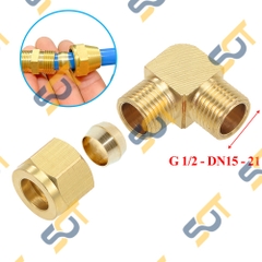 Co Ren Ngoài 1/2 (21), 1 Đầu Ren 1 Đầu Côn Lõm Hạt Bắp NPT Nối Ống Đồng, Ống PU