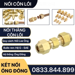 Bộ Nối Hai Đầu Côn Lồi Lã Ống Đồng 6 8 10 12 16mm Cho Điện Lạnh & Khí Nén (Brass Flare Fitting)