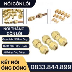 Bộ Nối Hai Đầu Côn Lồi Lã Ống Đồng 6 8 10 12 16mm Cho Điện Lạnh & Khí Nén (Brass Flare Fitting)