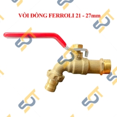 Vòi Đồng Ferroli, Vòi Xả Nước Đồng Thau Tay Gạt Ren Ngoài 21, 27