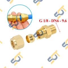 Nối Ren Ngoài 1/8 (9.6), 1 Đầu Ren 1 Đầu Côn Lõm Hạt Bắp NPT Nối Ống Đồng, Ống PU