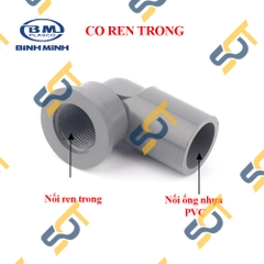 Co Nhựa PVC Trơn Dán + Ren Trong 21 27 - Thương Hiệu Bình Minh