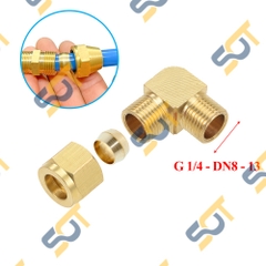 Co Ren Ngoài 1/4 (13), 1 Đầu Ren 1 Đầu Côn Lõm Hạt Bắp NPT Nối Ống Đồng, Ống PU