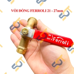 Vòi Đồng Ferroli, Vòi Xả Nước Đồng Thau Tay Gạt Ren Ngoài 21, 27