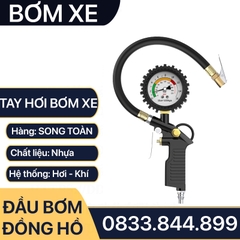 Tay Bơm Hơi Xe Có Đồng Hồ Đo Áp Suất 25D