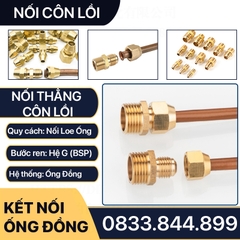 Bộ Nối Thẳng Ren Ngoài 1/2 (21) Côn Lồi Lã Ống Đồng NPT Phi 6 8 10 12 16 19mm (Brass Flare Fitting Male Connector NPT)