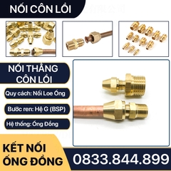 Bộ Nối Thẳng Ren Ngoài 1/2 (21) Côn Lồi Lã Ống Đồng NPT Phi 6 8 10 12 16 19mm (Brass Flare Fitting Male Connector NPT)
