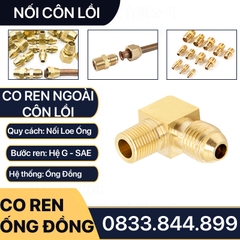 Bộ Nối Co Ren Ngoài Côn Lồi Lắp Lã Ống Đồng NPT Phi 6 8 10 12 16 19mm (Brass Flare Fitting Female Connector NPT)