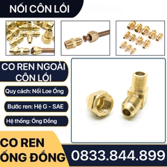 Bộ Nối Co Ren Ngoài Côn Lồi Lắp Lã Ống Đồng NPT Phi 6 8 10 12 16 19mm (Brass Flare Fitting Female Connector NPT)