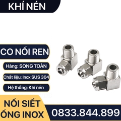 Đầu Nối Co Ren Ngoài Ống Mềm Inox, Nối Co Ren Ngoài Siết Ống Mềm - Inox 304