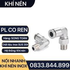 IPL Co Ren Ngoài Nối Nhanh Inox 304, Đầu Nối Co Nhanh Ren Ngoài Cắm Ống PU Inox 304