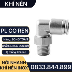 IPL Co Ren Ngoài Nối Nhanh Inox 304, Đầu Nối Co Nhanh Ren Ngoài Cắm Ống PU Inox 304