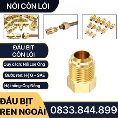 Đầu Bịt Ren Ngoài Côn Lồi Lã Ống Đồng, Bít Ren Ngoài Lã Ống Đồng NPT Phi 6 8 10 12 16 19mm (Brass Flare Fitting Cap NPT)