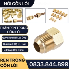 Thân Nối Thẳng Ren Trong Côn Lồi Lắp Lã Ống Đồng NPT Phi 6 8 10 12 16 19mm (Brass Flare Fitting Female Connector NPT)