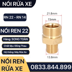 Nối Ren 22 Rửa Xe, Đầu Nối Áp Lực Máy Rửa Xe Ren 22 - 21, 22 - 17, 22 - 14, 22 - 13mm Đồng Thau