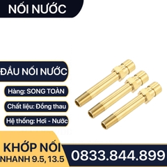 Đầu Nối Nước Thau, Đầu Nối Nhanh Coupling 9.5 13.5 Đồng Thau Ren Ngoài 1/8 1/4