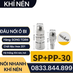 Khớp Nối Nhanh SP PP Khí Nén Siết Ống, Bộ Nối Nhanh Ổ Bi Cắm Siết Ống 8 10 12