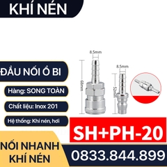 Khớp Nối Nhanh SH PH Khí Nén Đuôi Chuột, Bộ Nối Nhanh Ổ Bi Cắm Lòng Trong Đuôi Chuột 8 10 12