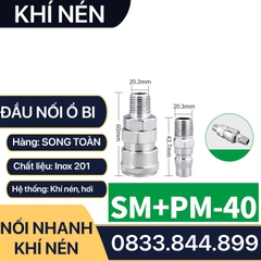 Khớp Nối Nhanh SM PM Khí Nén Ren Ngoài, Bộ Nối Nhanh Ổ Bi Ren Ngoài 13 17 21